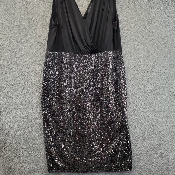 Lane Bryant Size 22 Black & Silver Sequin Wrap Dress - Holiday Ready! - Picture 1 of 2